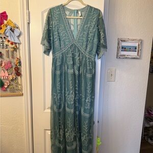 Pink Blush Maxi Lace Dress